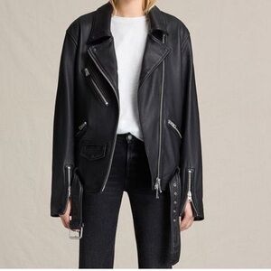 All Saints Wade Oversized Leather Moto Jacket